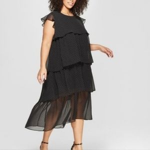 Who What Wear Polkadot Ruffle Flounce Dress